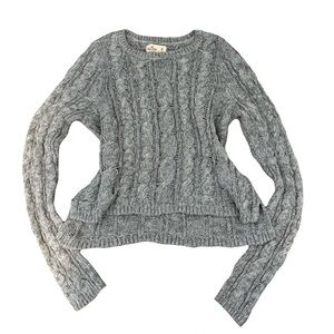 Hollister Heather Gray Cable Knit Sweater